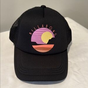 Billabong Black Snap Back Trucker Hat with Sunset Design